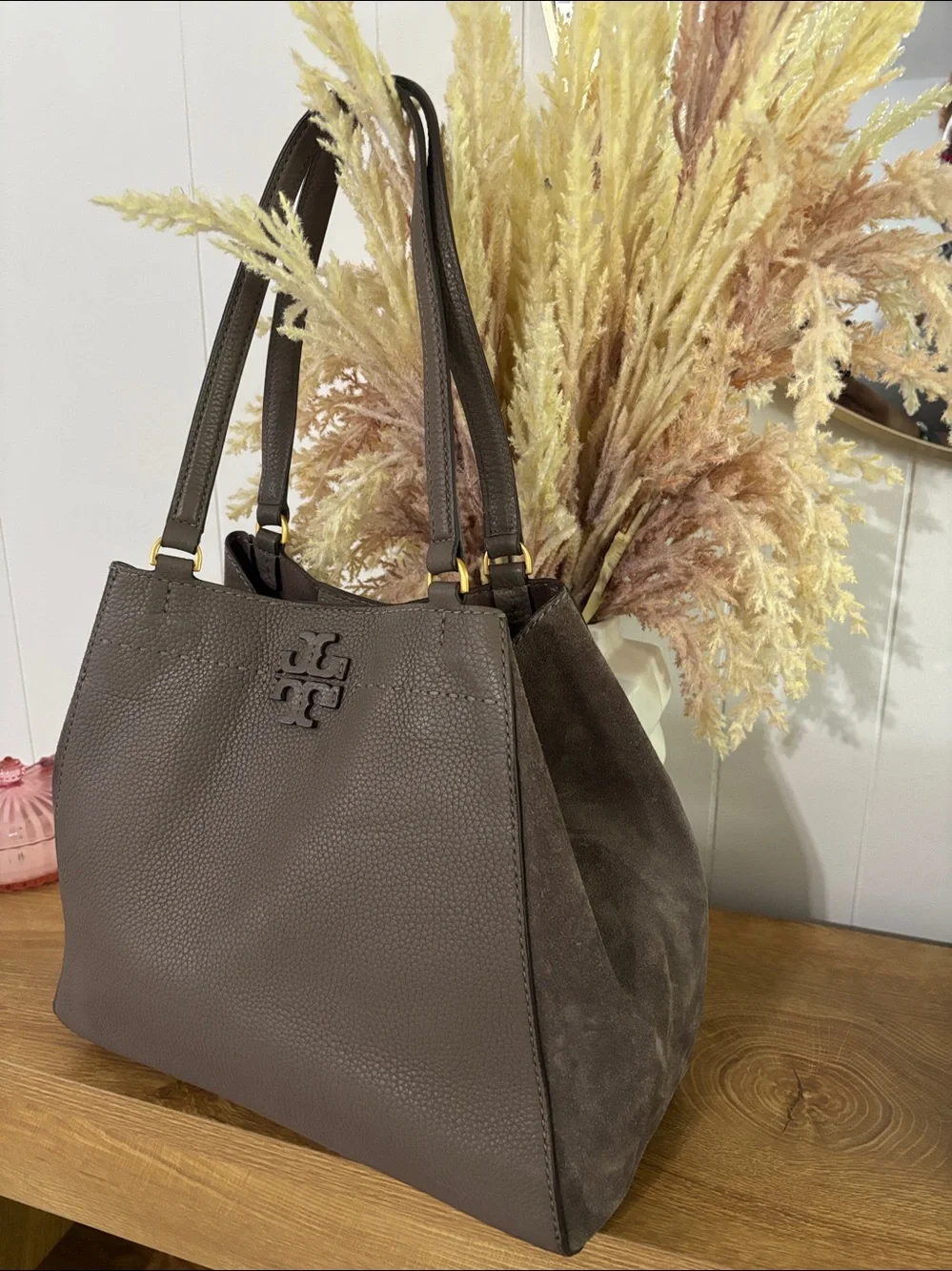 Tory Burch McGraw leather & suede shoulder bag Tote